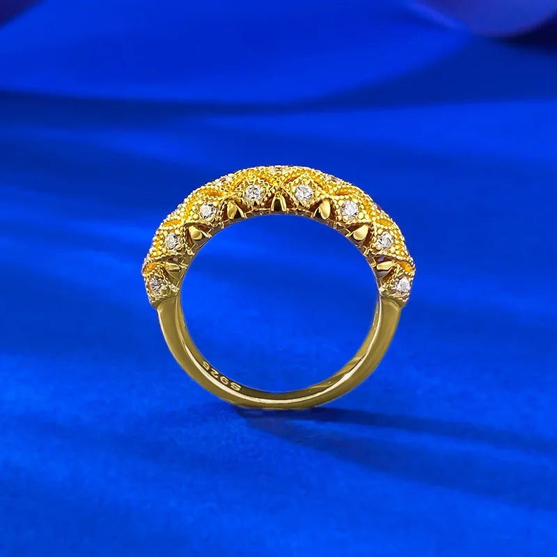 Luxury  Silver Ring – Gold Plated with Sparkling Stones - Aurora Adorn