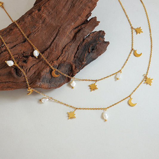 Celestial Pearl Choker Necklace - Aurora Adorn