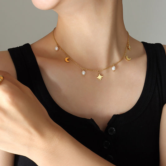 Celestial Pearl Choker Necklace - Aurora Adorn
