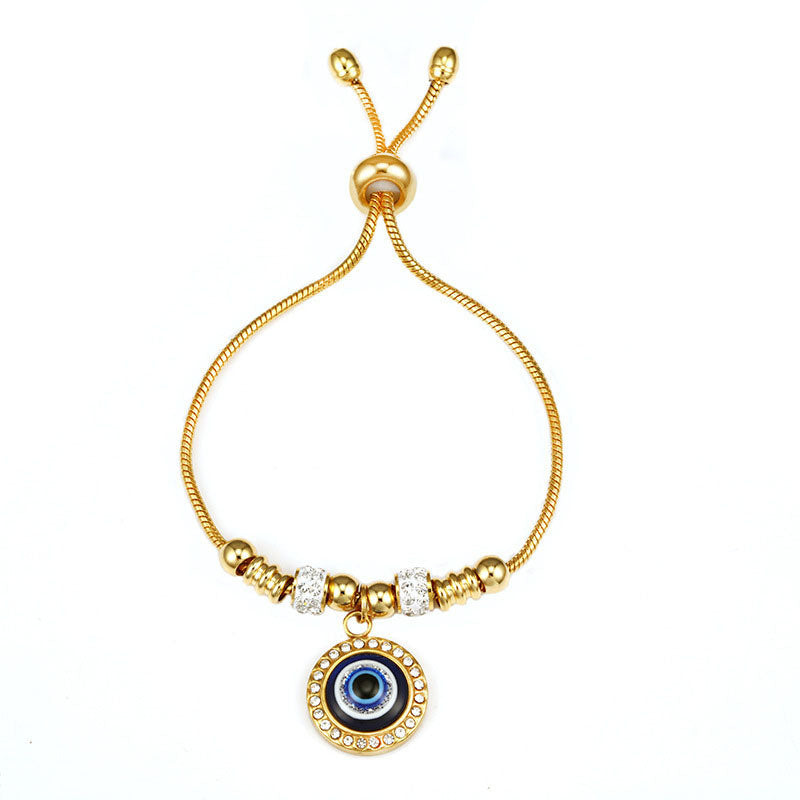 Gold Evil Eye Bracelet with Crystal Accents - Aurora Adorn