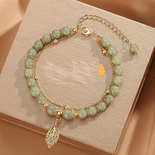 Elegant Green Jade Beaded Bracelet - Aurora Adorn