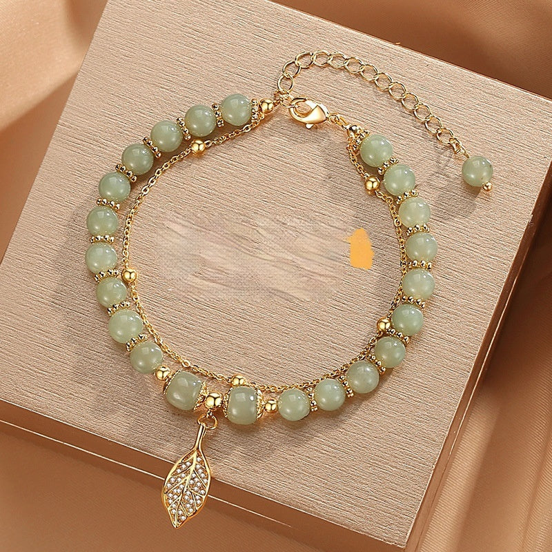 Elegant Green Jade Beaded Bracelet - Aurora Adorn