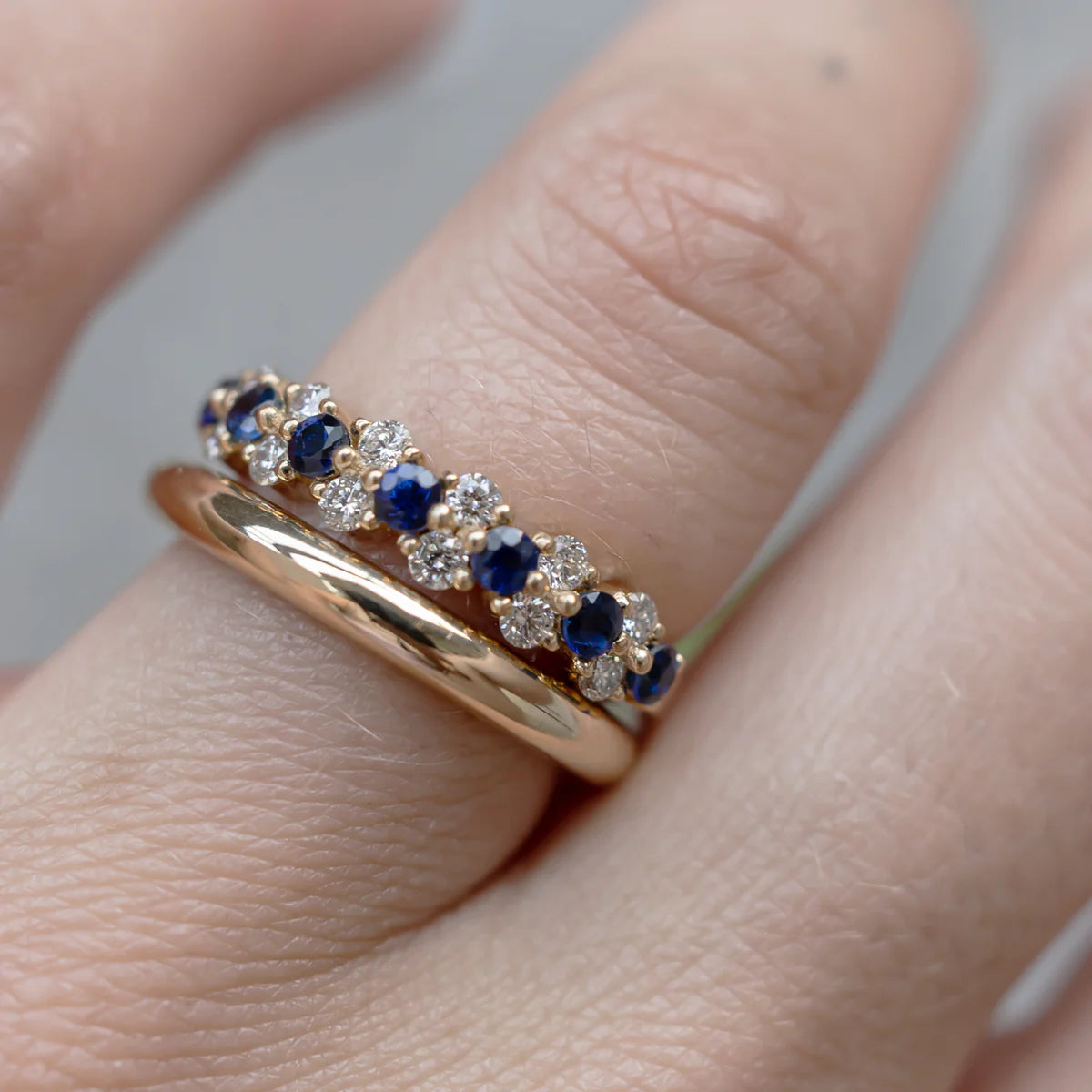 14K Gold Sapphire & Diamond Eternity Ring - Aurora Adorn