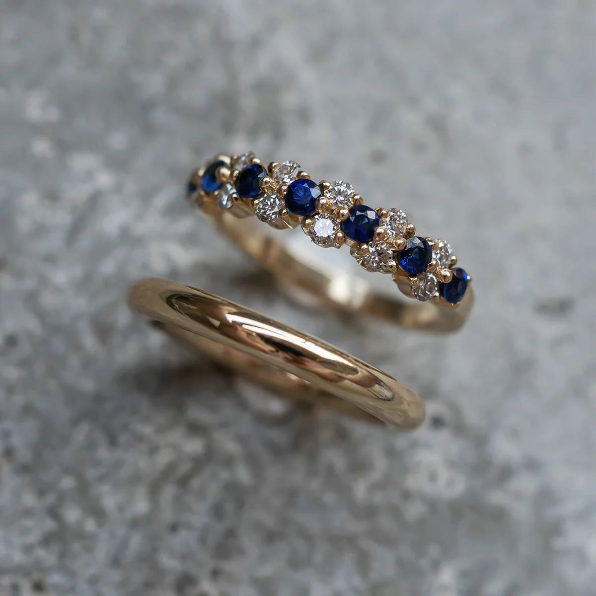 14K Gold Sapphire & Diamond Eternity Ring - Aurora Adorn